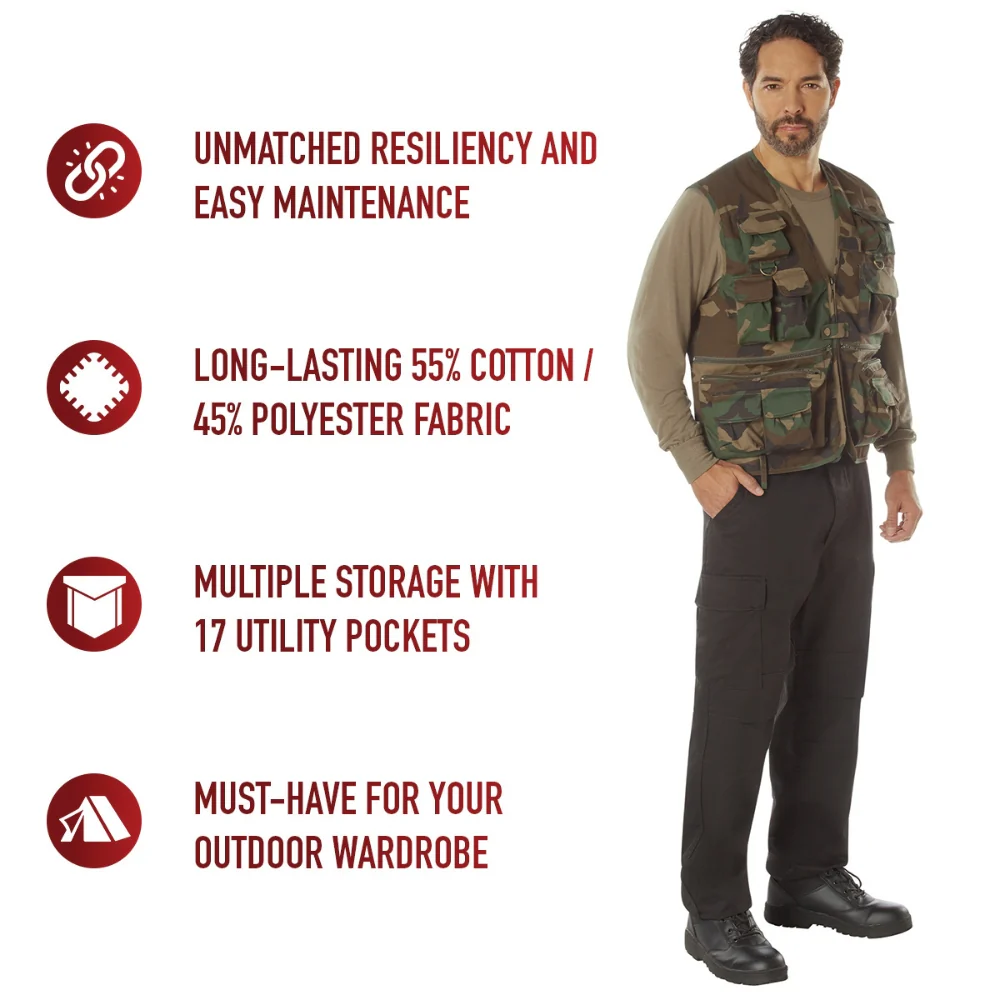 Rothco Uncle Milty Travel Vest (Woodland Camo) - Image 5