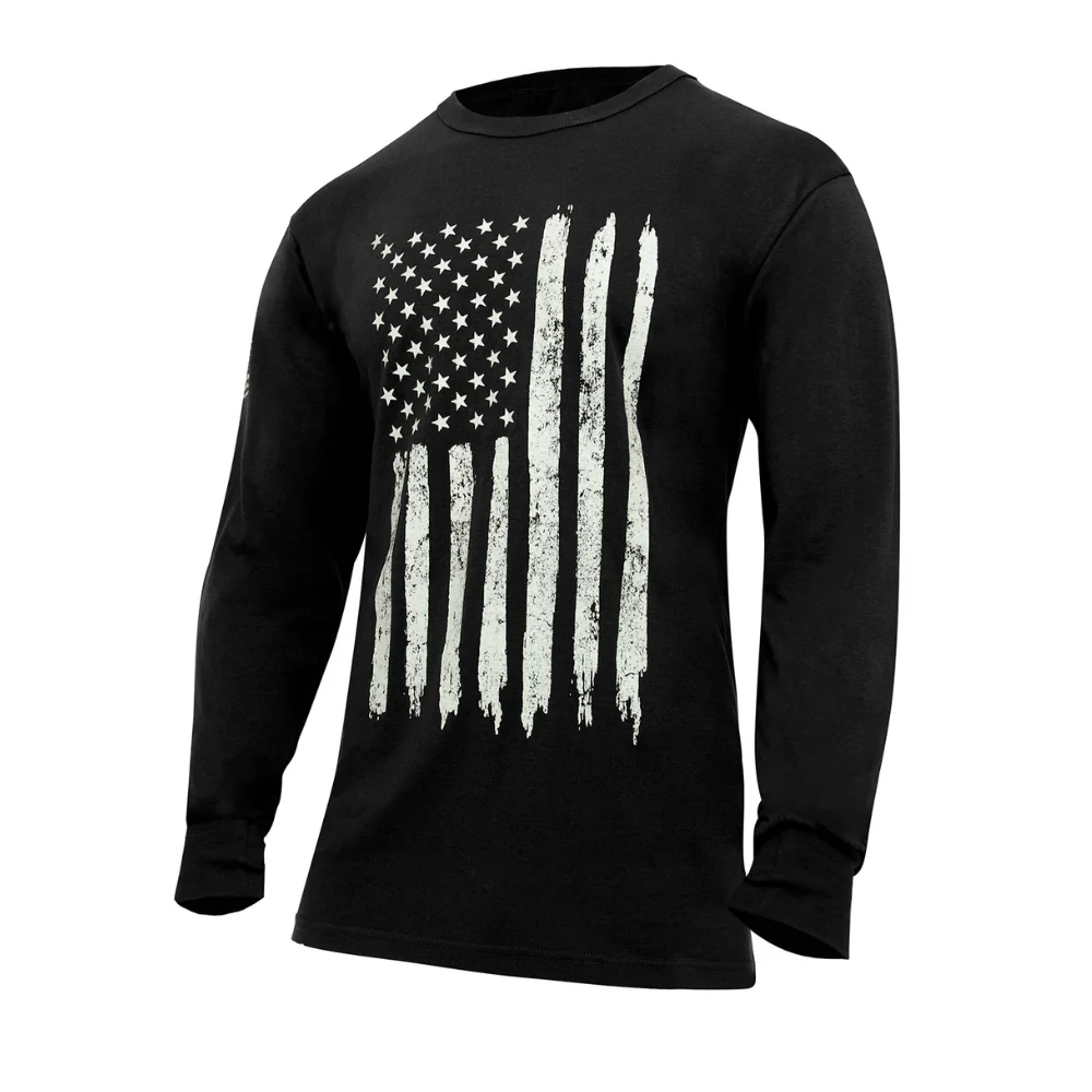 Rothco US Flag Long Sleeve T-Shirt (Black) - Image 2