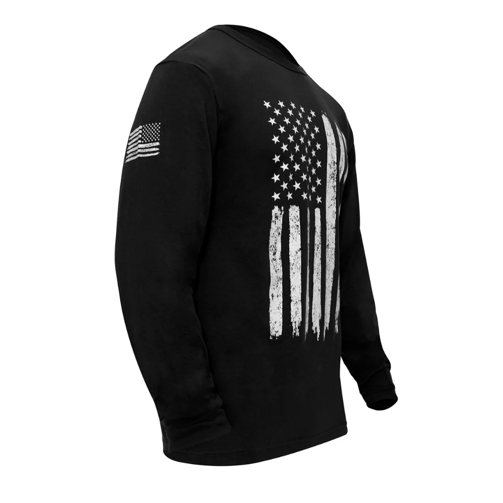 Rothco US Flag Long Sleeve T-Shirt (Black) - Image 3