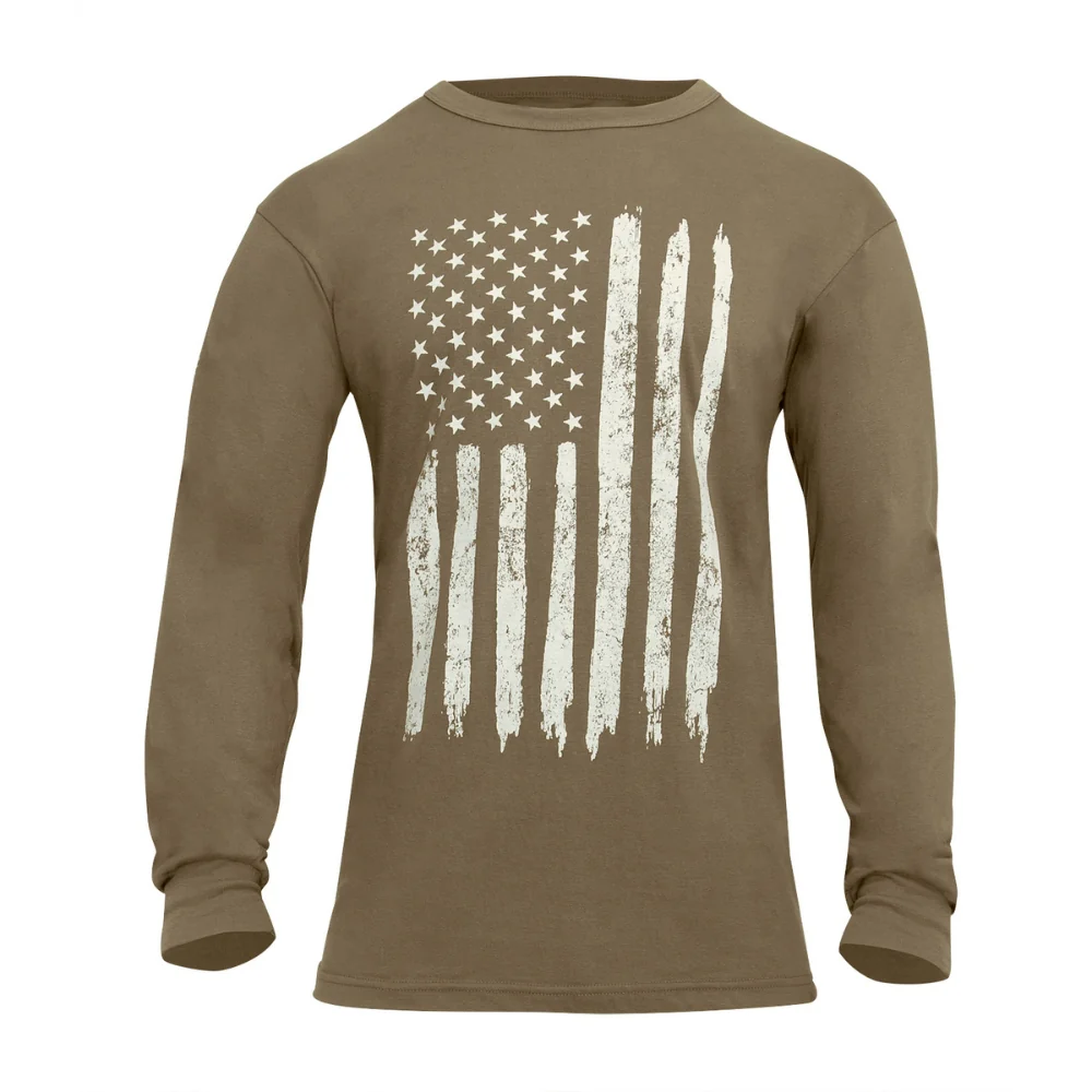 Rothco US Flag Long Sleeve T-Shirt (Coyote Brown)