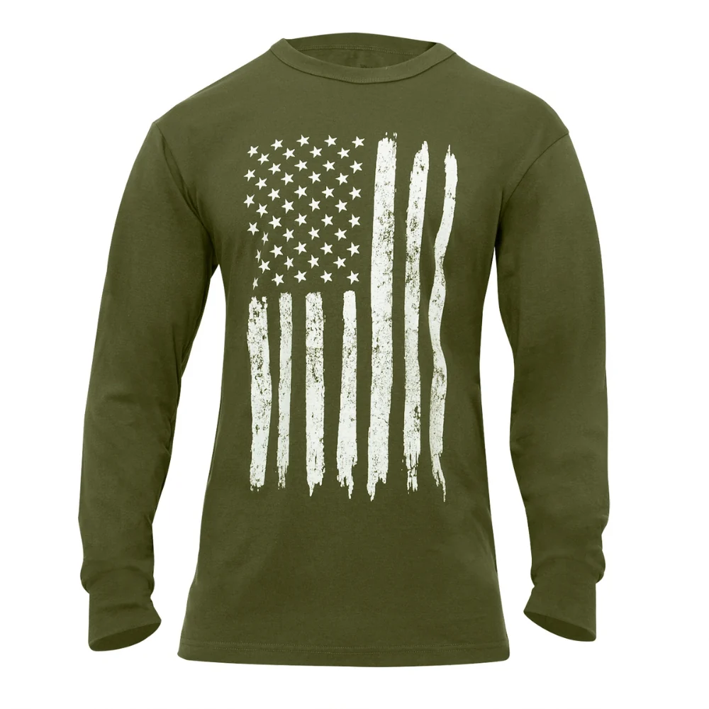 Rothco US Flag Long Sleeve T-Shirt (Olive Drab)