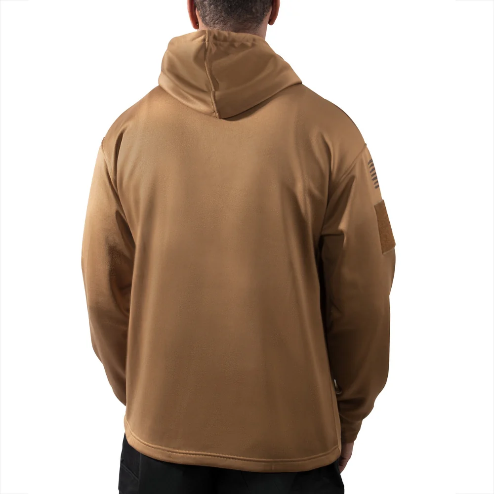 Rothco US Flag / USMC Eagle, Globe, & Anchor Concealed Carry Hoodie (Coyote Brown) - Image 3