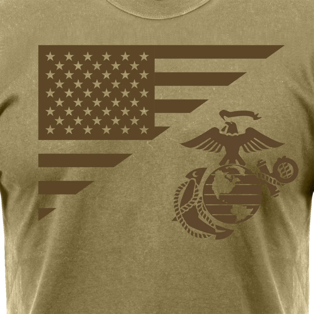Rothco US Flag / USMC Eagle, Globe, & Anchor T-Shirt (Coyote Brown) - Image 4