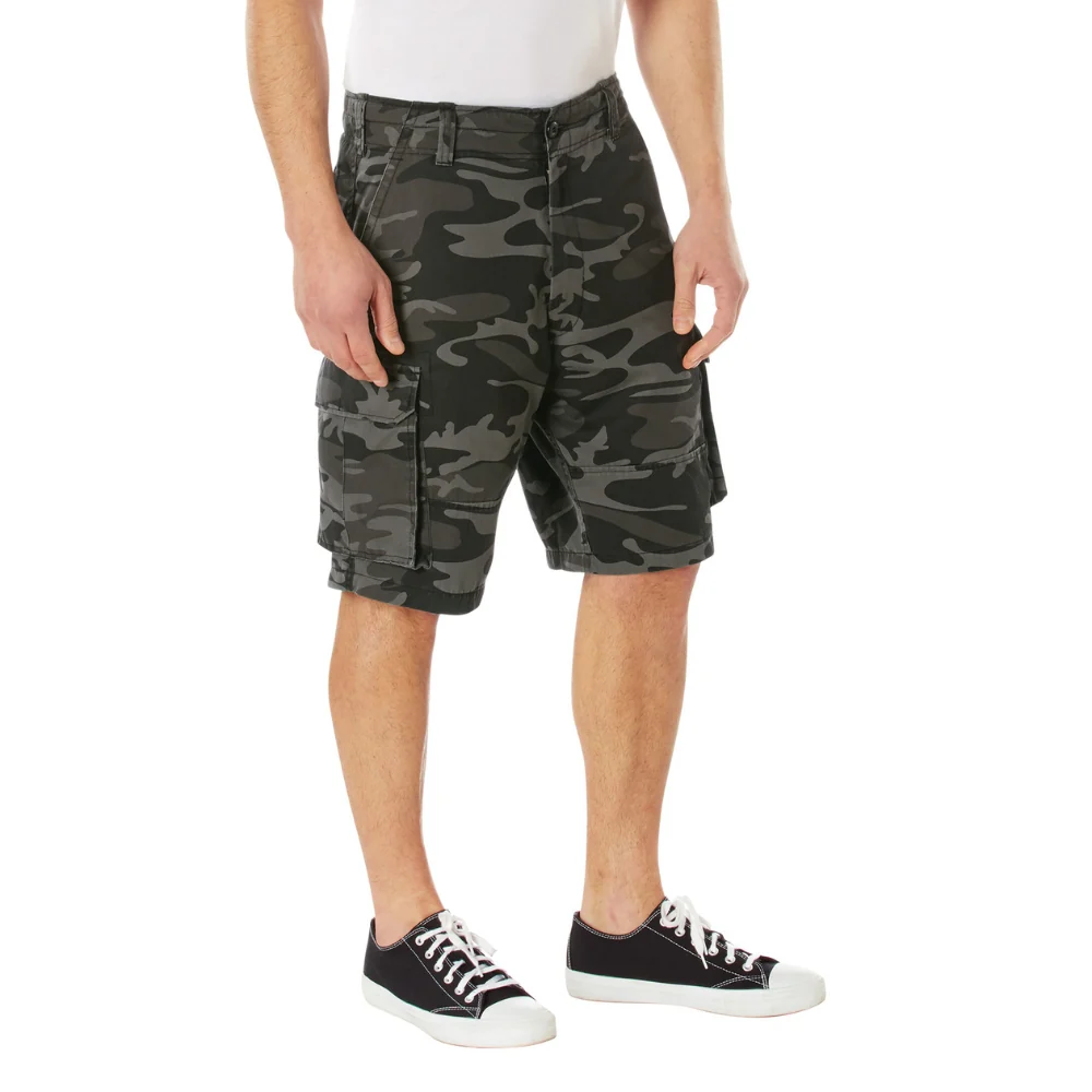 Rothco Vintage Camo Paratrooper Cargo Shorts (Black Camo) - Image 2