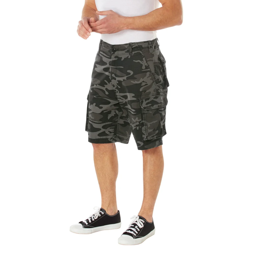 Rothco Vintage Camo Paratrooper Cargo Shorts (Black Camo) - Image 3
