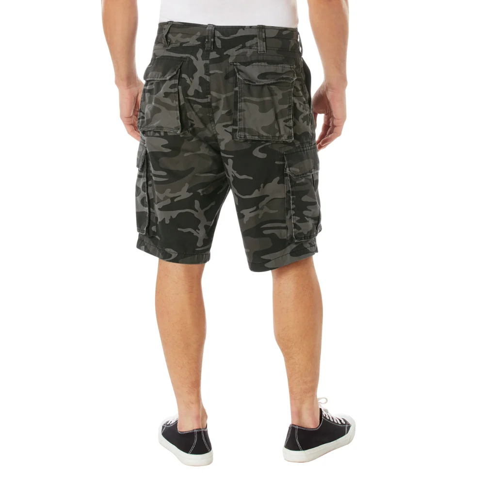 Rothco Vintage Camo Paratrooper Cargo Shorts (Black Camo) - Image 4