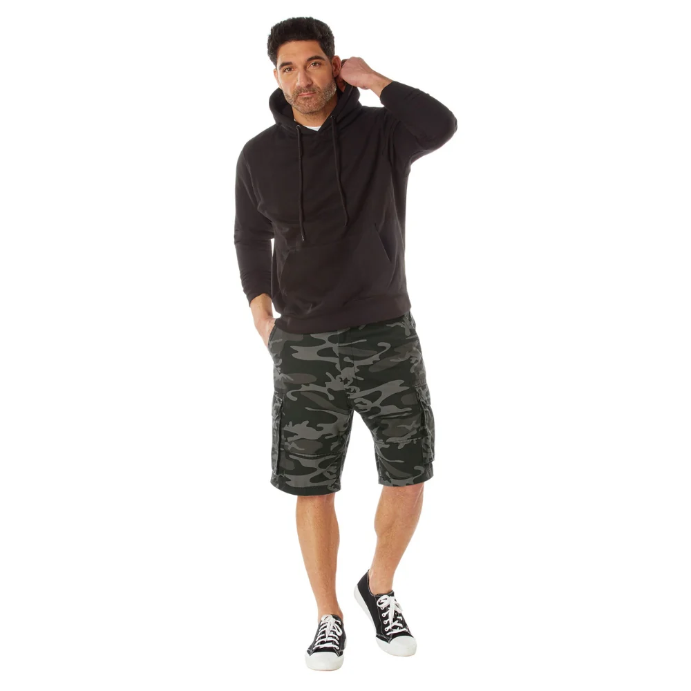 Rothco Vintage Camo Paratrooper Cargo Shorts (Black Camo) - Image 5