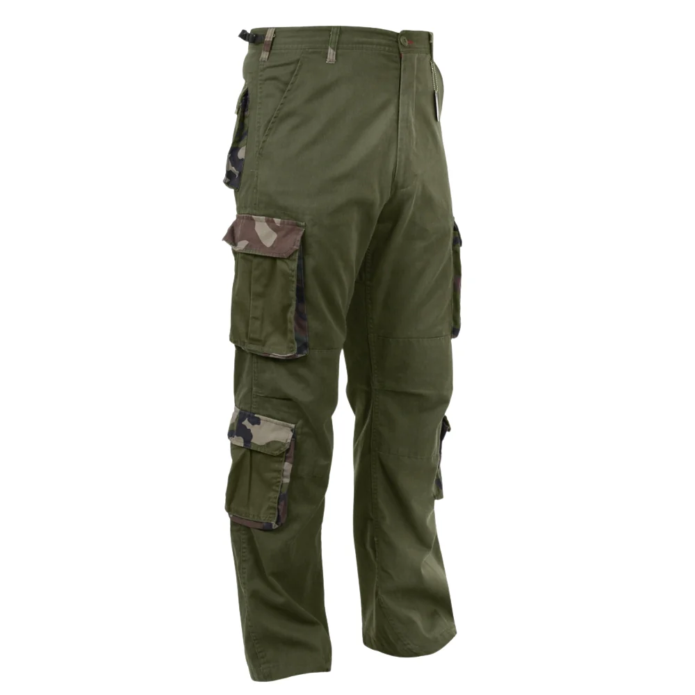 Rothco Vintage Camo Paratrooper Fatigue Pants (Olive Drab / Woodland Camo)