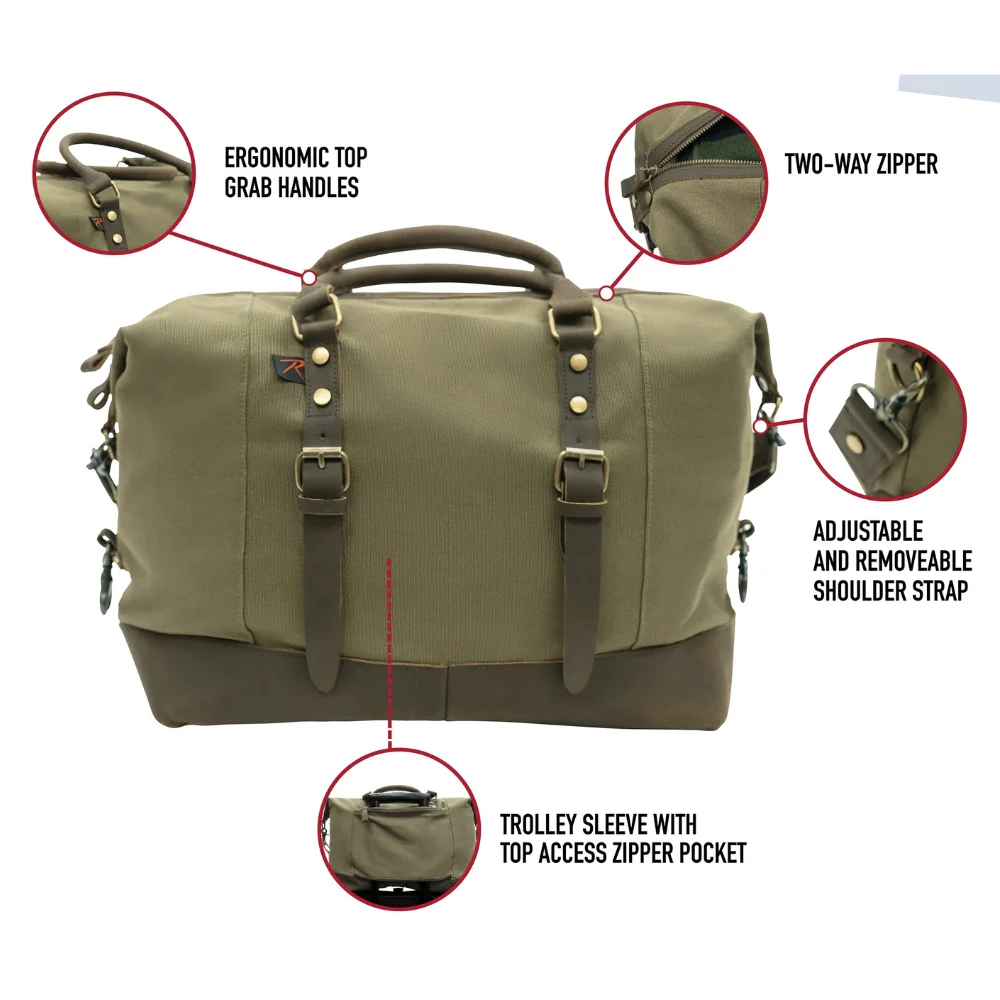 Rothco Vintage Carry-On Travel Bag - Olive Drab | RCO-613902037793 - Image 4