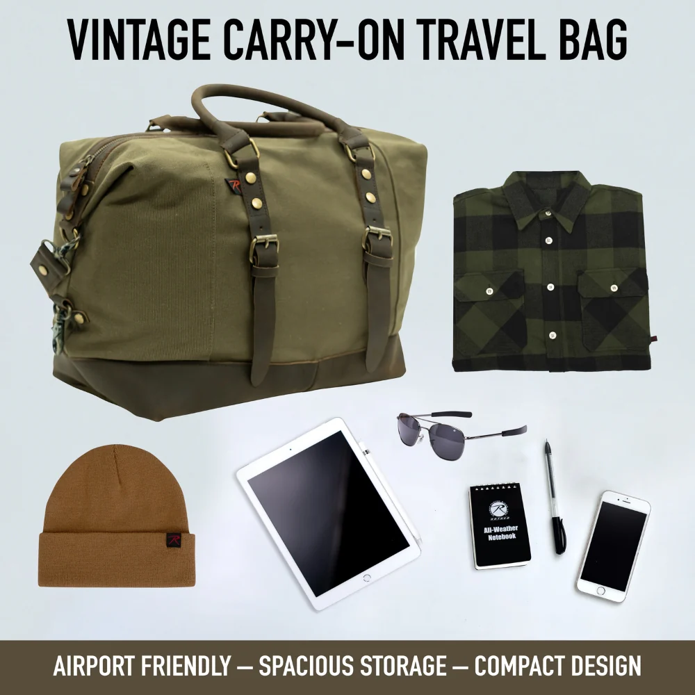 Rothco Vintage Carry-On Travel Bag - Olive Drab | RCO-613902037793 - Image 5