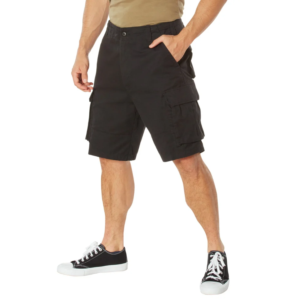 Rothco Vintage Solid Paratrooper Cargo Shorts (Black) - Image 2