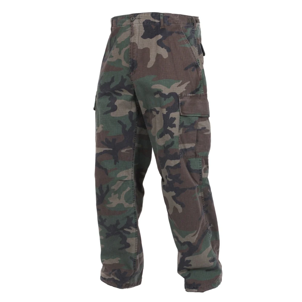 Rothco Vintage Vietnam Rip-Stop Fatigue Pants (Woodland Camo) - Image 2