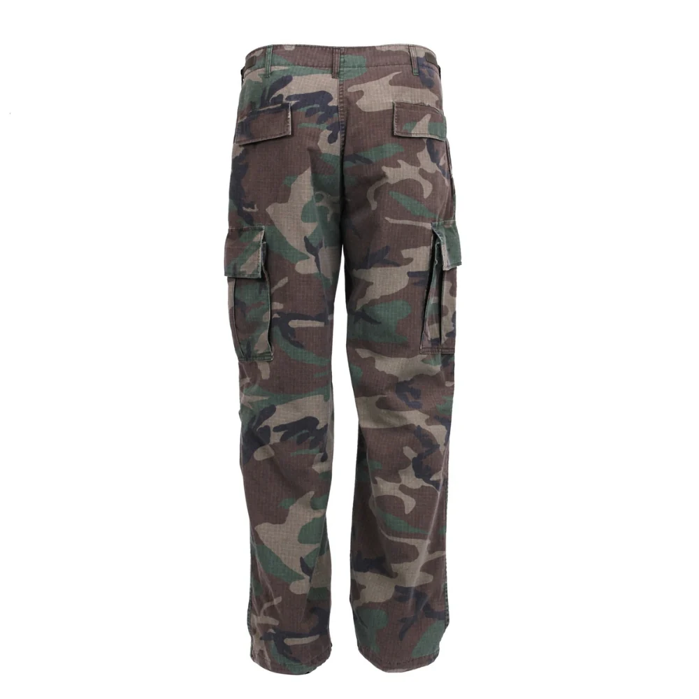 Rothco Vintage Vietnam Rip-Stop Fatigue Pants (Woodland Camo) - Image 4