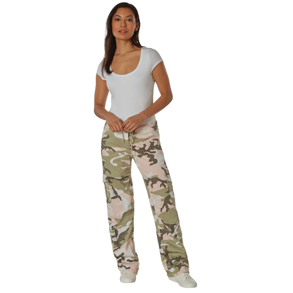 Rothco Women's Camo Vintage Paratrooper Fatigue Pants (Subdued Pink Camo)