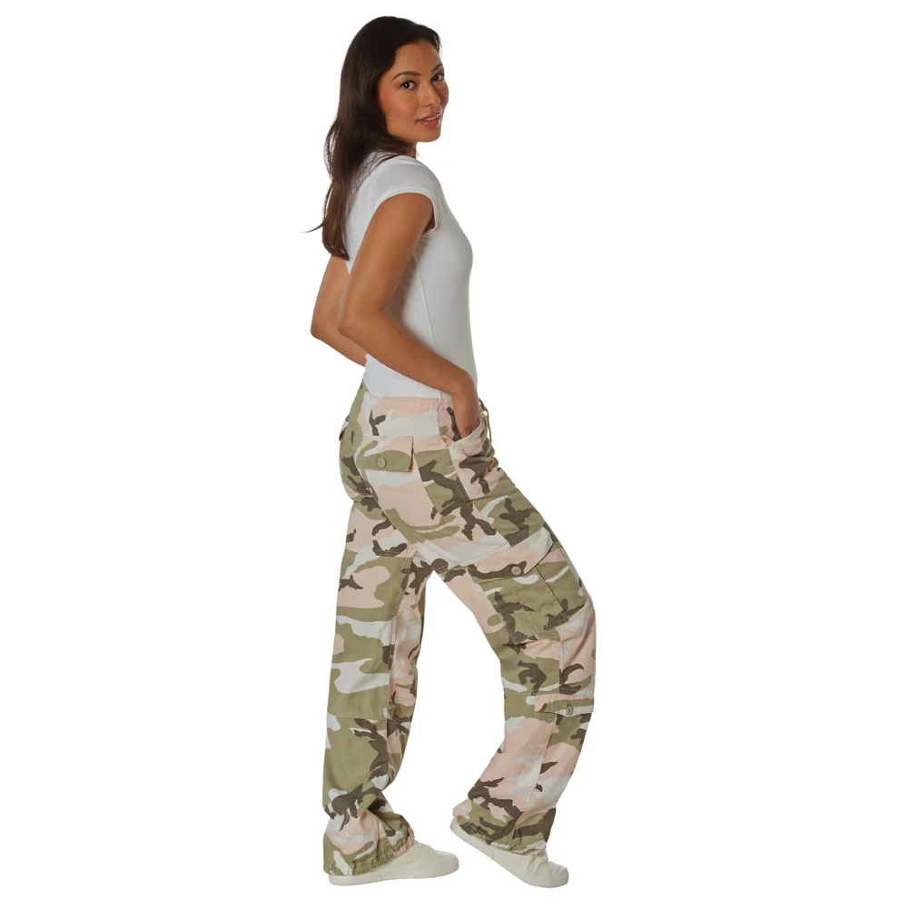 Rothco Women's Camo Vintage Paratrooper Fatigue Pants (Subdued Pink Camo) - Image 3