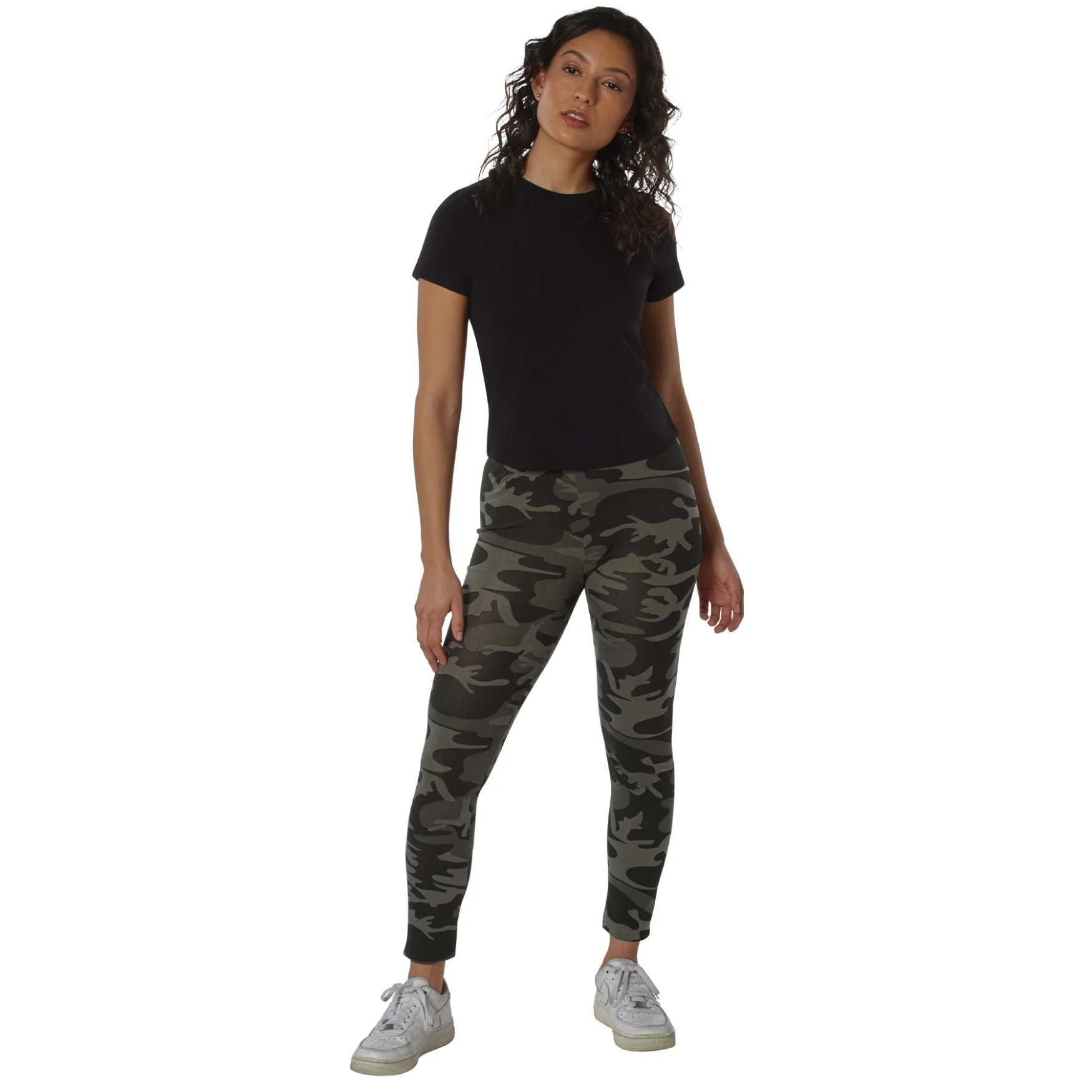 Rothco Womens Workout Performance Camo Leggings With Pockets (Black Camo)