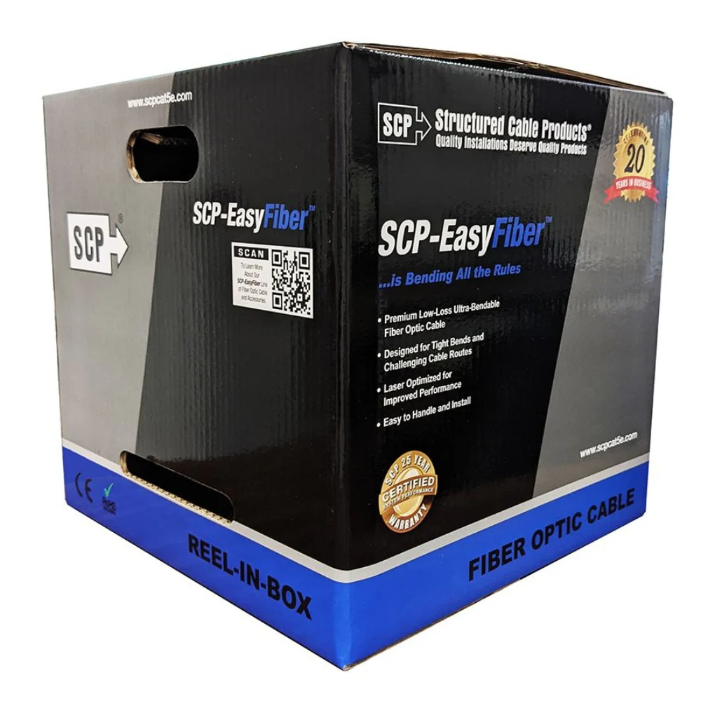 SCP EasyFiber Multimode 6 Strand OM3 Riser Cable (1000' Reel in Box) | SCP-EF-OM3R-6DIST-AQ