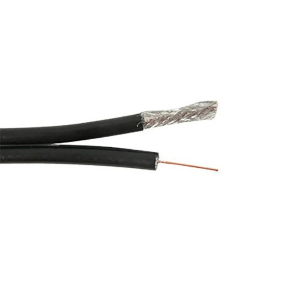 SCP RG6/U Dual Shield Siamese Coaxial Cable CCS FR-PVC - Black (500' Reel in Box) | SCP-RG6/U-S-CCS-BK-RIB