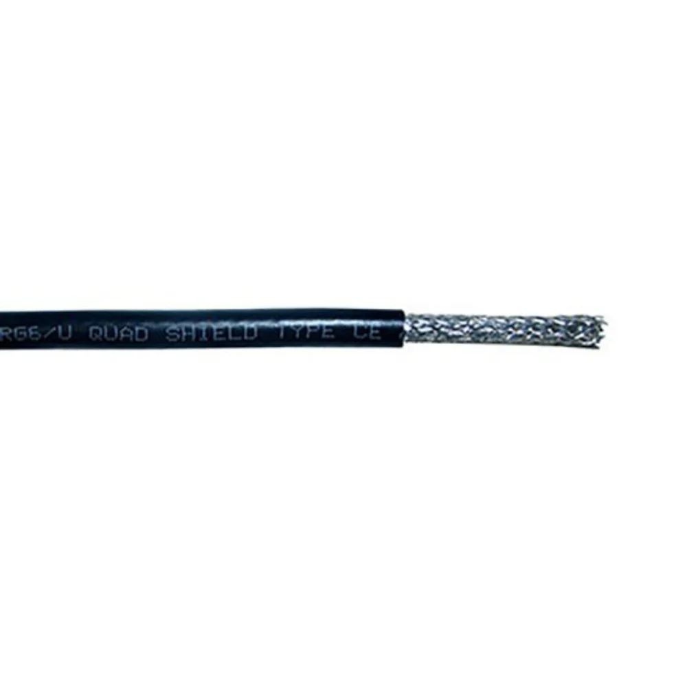 SCP RG6/U Quad Shield Coaxial BC Cable FR-PVC - Black (1000' Spool) | SCP-RG6/UQ-BC-BK-SPL