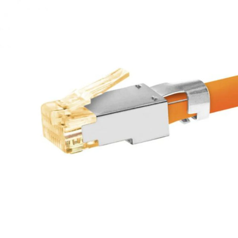 SCP Simply45® 10G Shielded External Ground Standard WE/SS RJ45 Modular Plugs - Orange Tint (50 plugs/Jar) | SCP-S45-1155 - Image 3