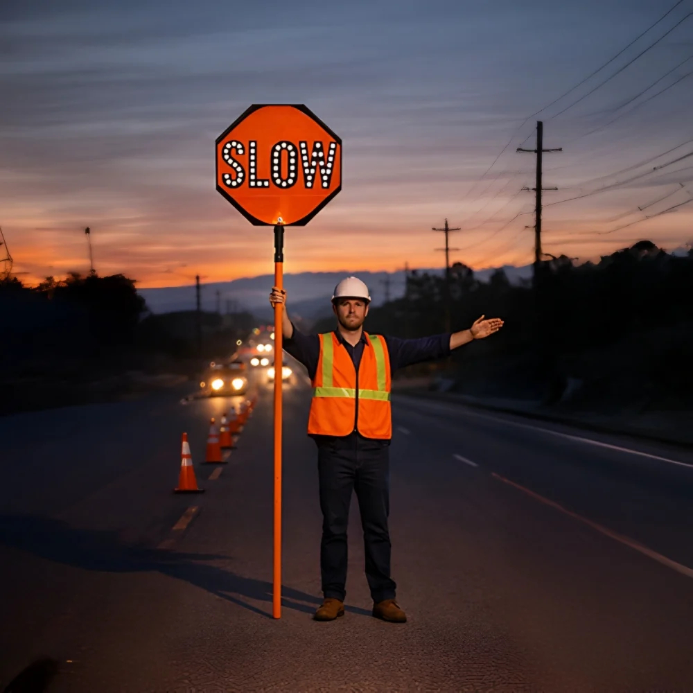 Stop-Lite AD-600 Orange Adjustable PVC Flagger Pole - Image 9