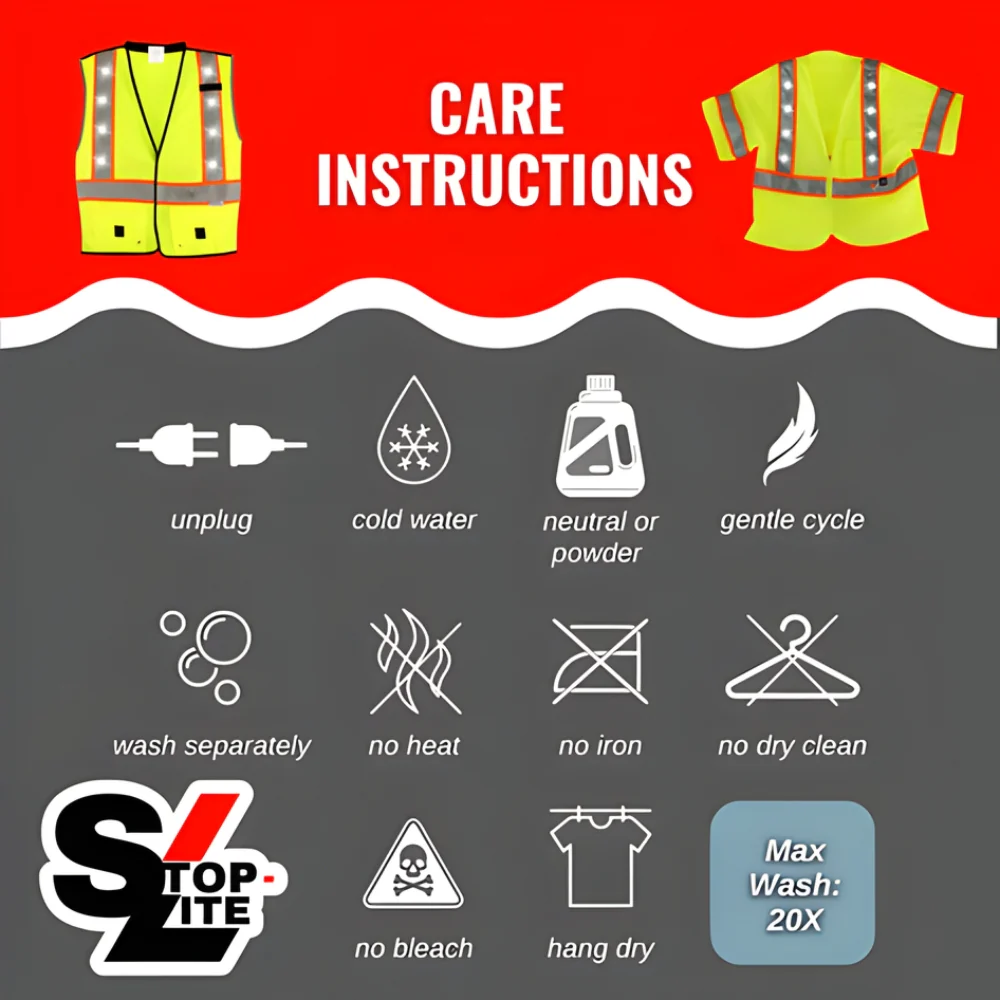 Stop-Lite ANSI Class 2 LED Non-Tear Away Safety Vest - Image 7