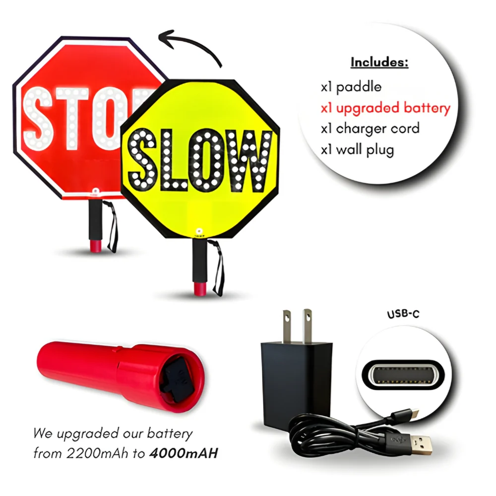 Stop-Lite PA-22212 18" LED STOP/SLOW Paddle (Canadian) - Image 4