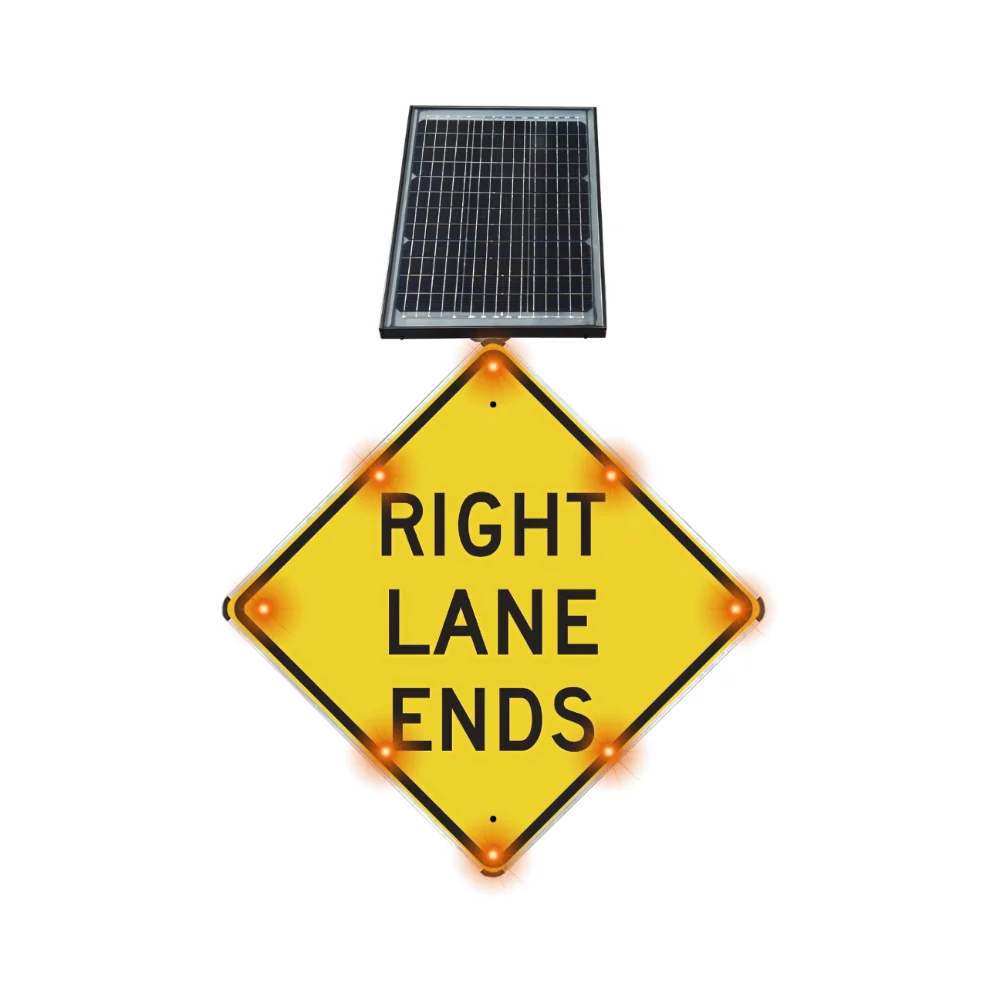 Stop-Lite W9-1 Solar LED Right Lane Ends Sign