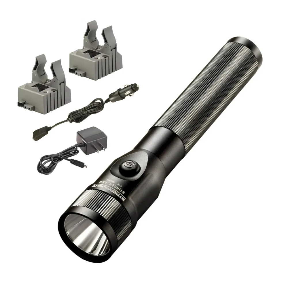 Streamlight Stinger® LED Flashlight with AC/DC Steady Charger and 2 Holders (Black) | KLL-75713