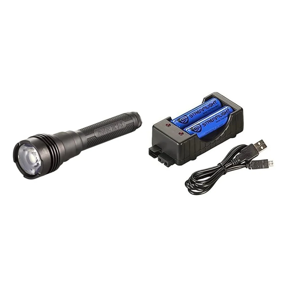 Streamlight ProTac HL® 5-X USB Flashlight with Cord and Wrist Lanyard - Clam (Black) | KLL-STRE-88080