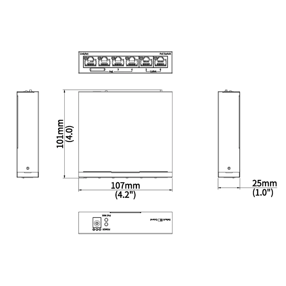 UNV NSW2020-6T-POE-IN Ethernet 6-Port 60W PoE Switch - Image 4