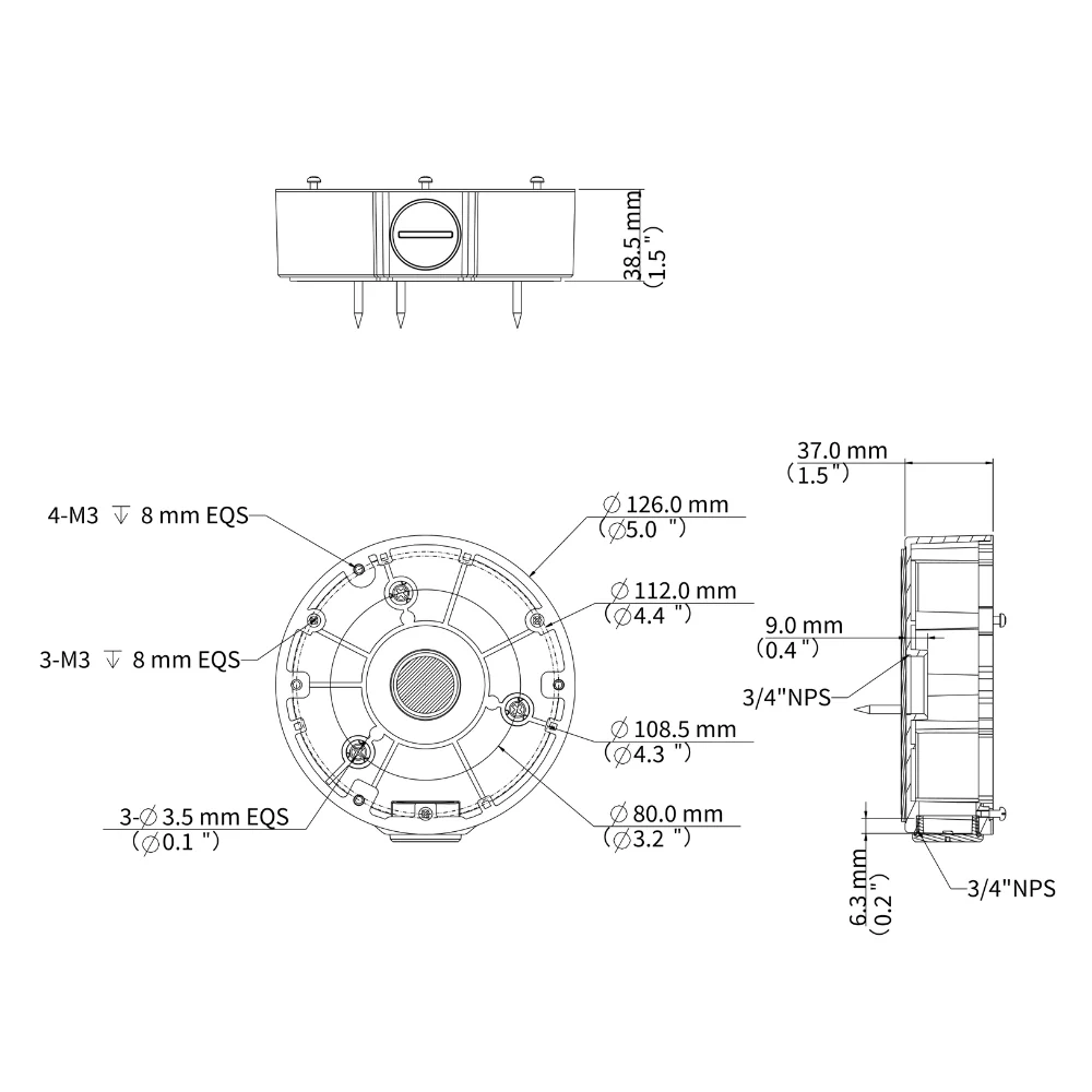 UNV TR-JB03-H-IN-V2 Junction Box for Metal Turret Camera - Image 4