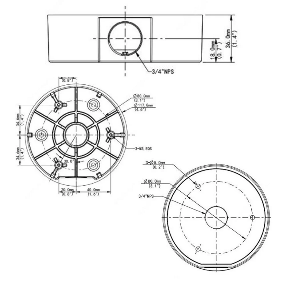 UNV Fixed Dome Junction Box | UNV-TR-JB03-I-IN - Image 3