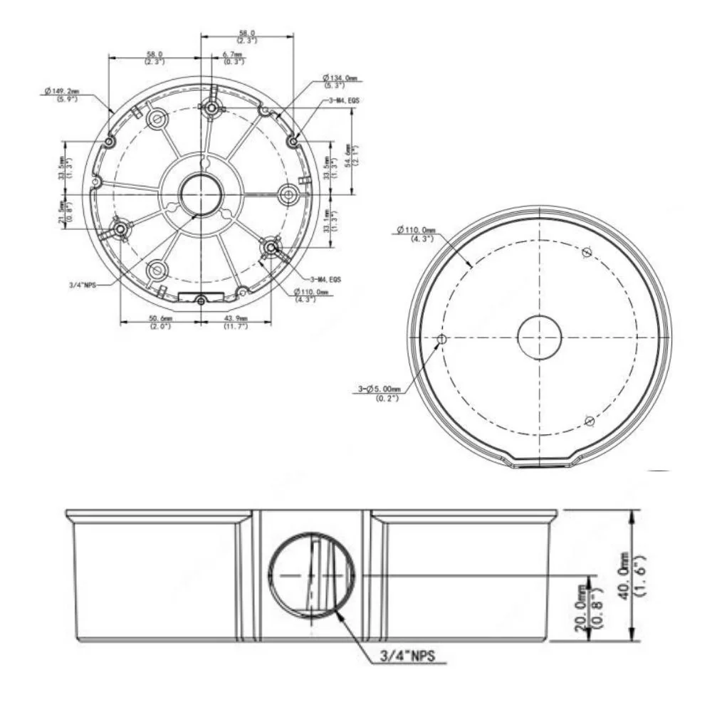 UNV Fixed Dome Junction Box | UNV-TR-JB04-D-IN - Image 3