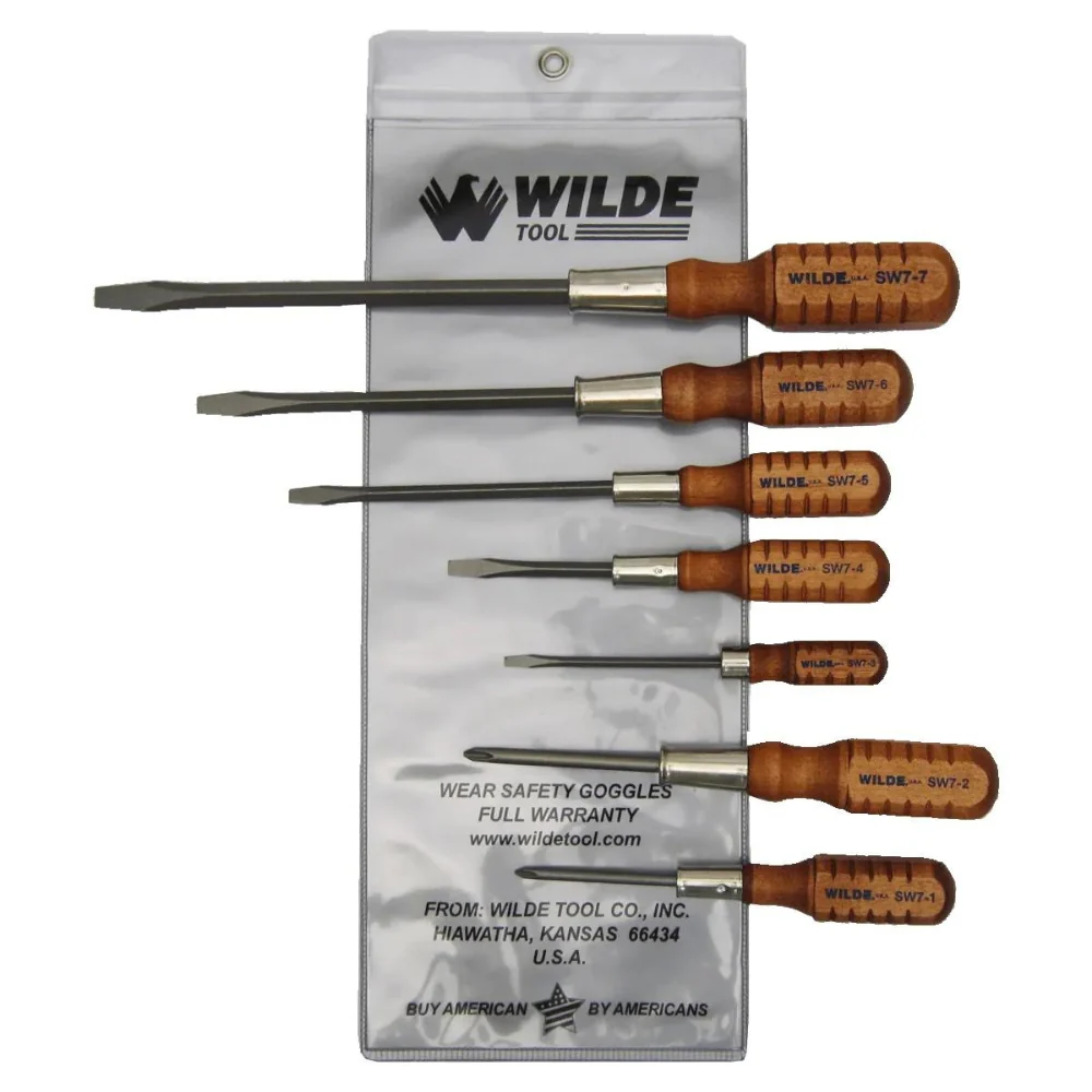 Wilde Tool 7 Piece Wood Handle Screwdriver Set SW7 | WIL-SW7/VP