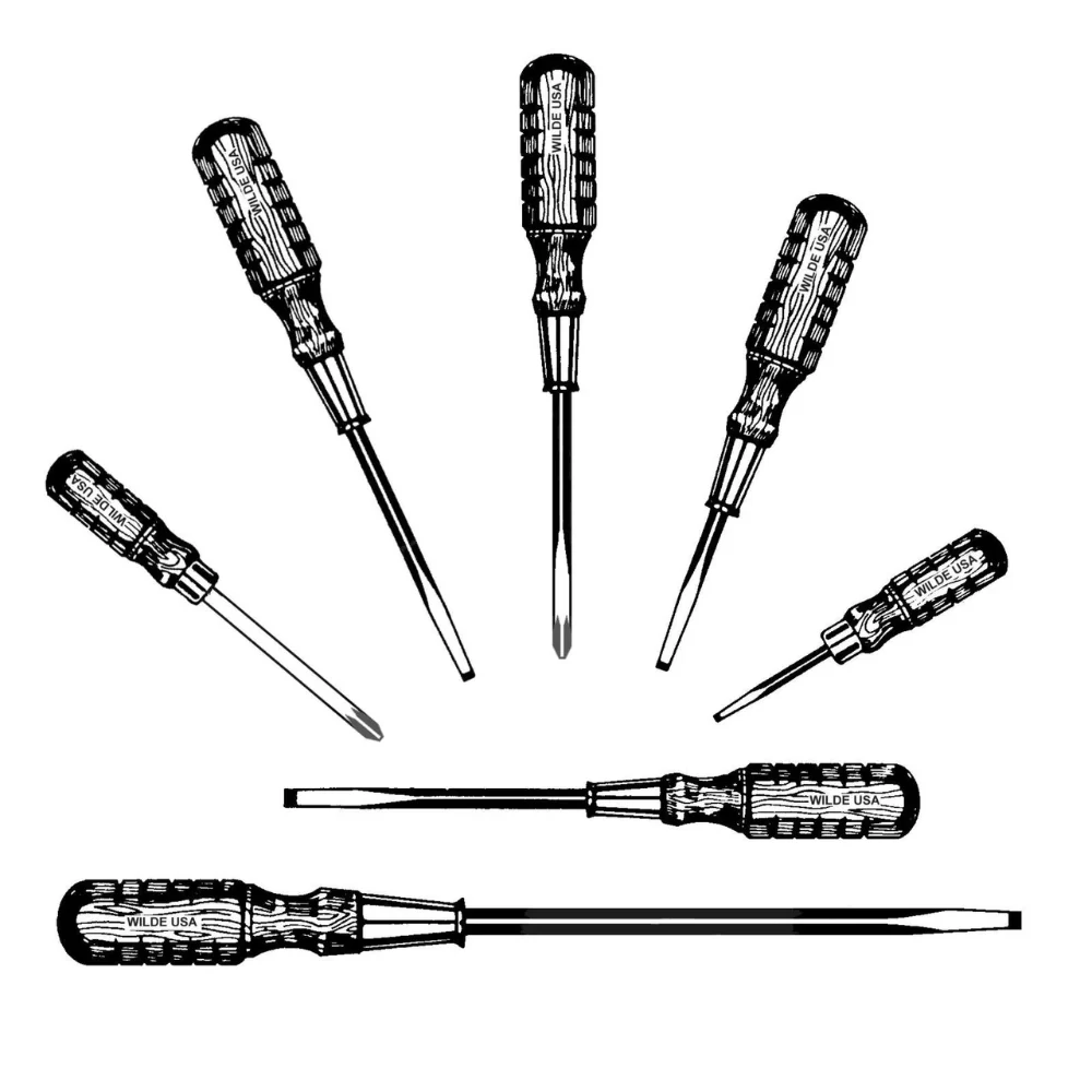 Wilde Tool 7 Piece Wood Handle Screwdriver Set SW7 | WIL-SW7/VP - Image 2